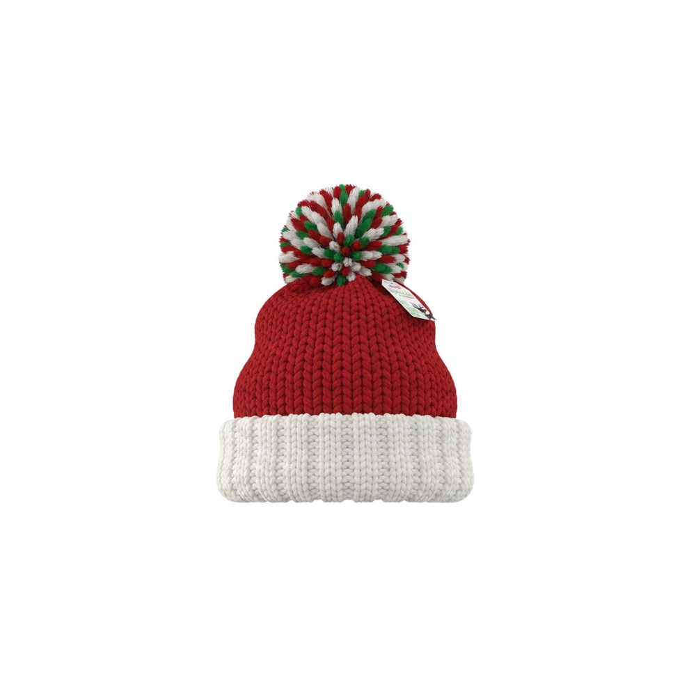 Claire's Beanie Hat Womens OS Red White NWT Christmas Chunky Knit Pom Pom